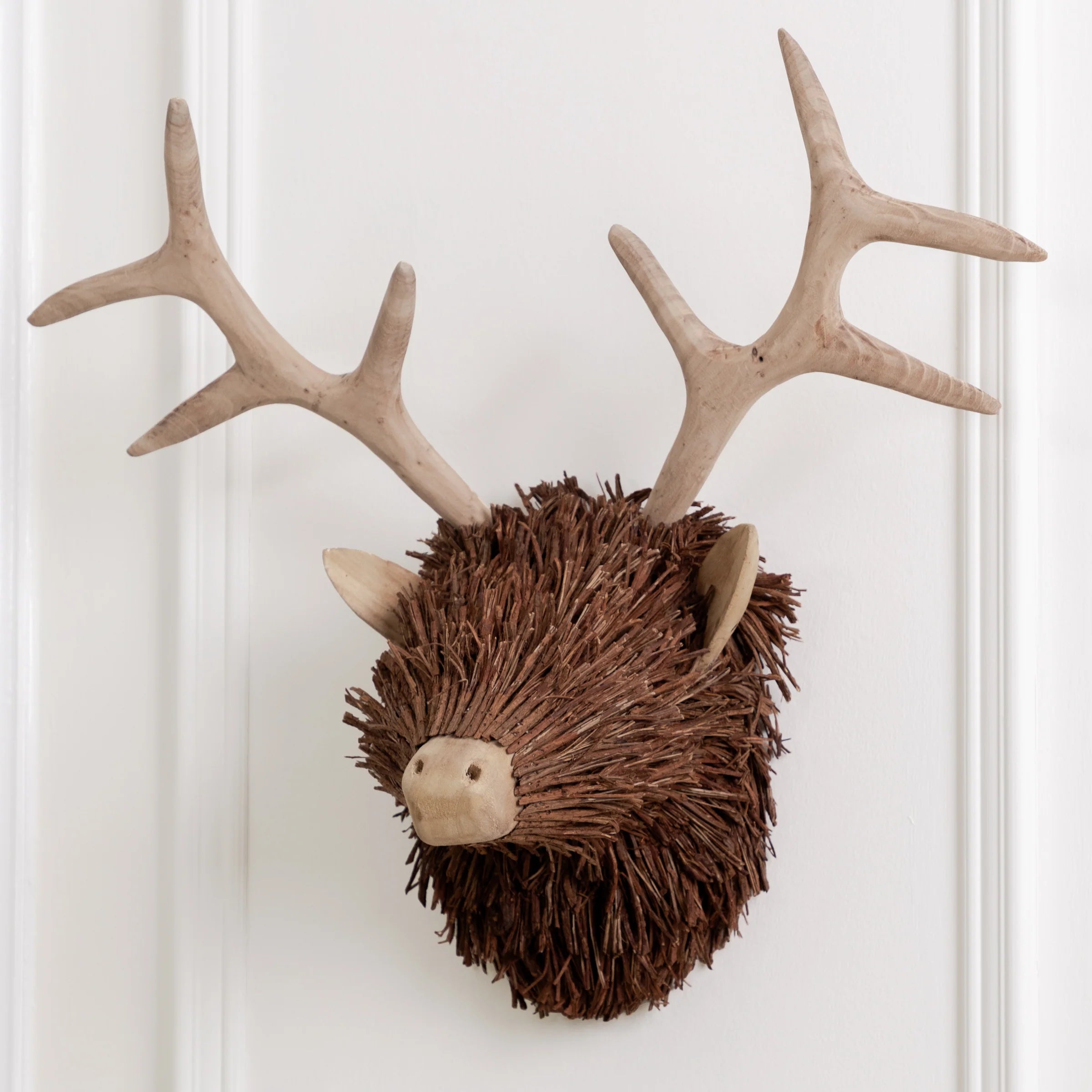 Voyage Maison (Riva Home) Voyage Maison Handmade Designer Art Voyage Maison Hand Crafted Stirling Wall Mount Stag Head Wooden Sculpture