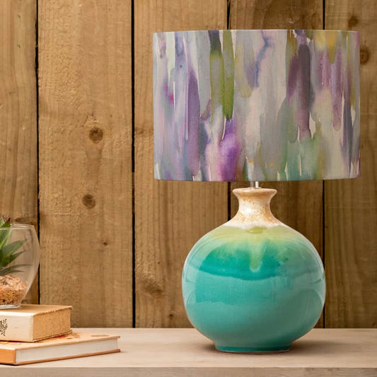 Voyage Maison (Riva Home) Voyage Maison Lamp Bundle Aqua / Indigo AZIMA EVA HAND ROLLED SHADE & NESO BASE COMPLETE CERAMIC TABLE LAMP  by Voyage Maison