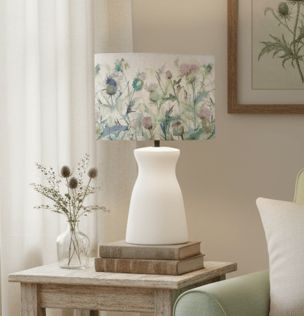Voyage Maison (Riva Home) Voyage Maison Lamp Bundle CIRSIUM EVA HAND ROLLED SHADE & ALBURY BASE | DAMSON | ECRU | COMPLETE CERAMIC TABLE LAMP by Voyage Maison