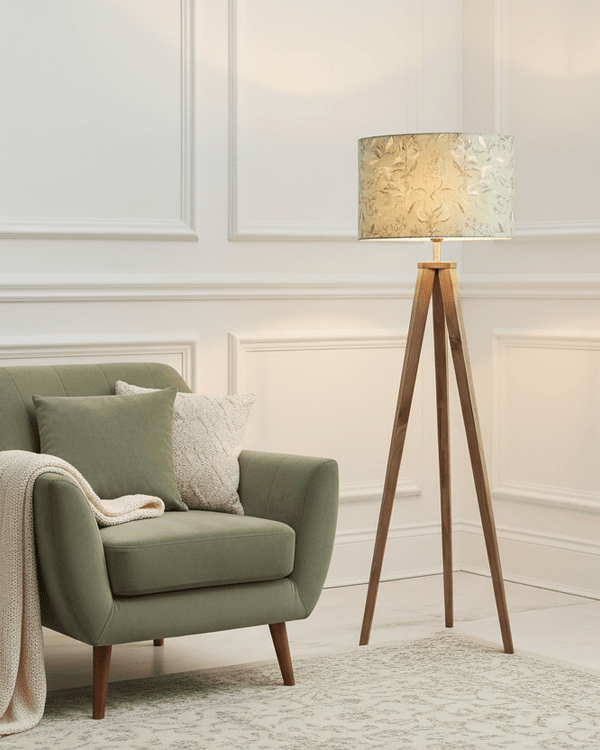 ARATUS TRIPOD FLOOR LAMP WITH HETTIE SHADE by Voyage Maison