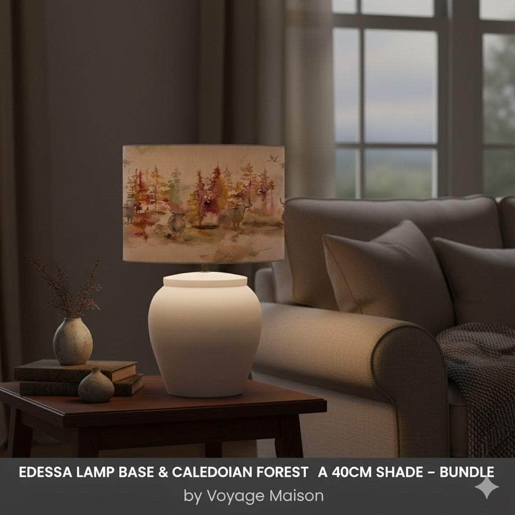 Voyage Maison (Riva Home) Voyage Maison Lamp Bundle EDESSA LAMP BASE & CALEDONIAN FOREST EVA 40CM SHADE – BUNDLE by Voyage Maison