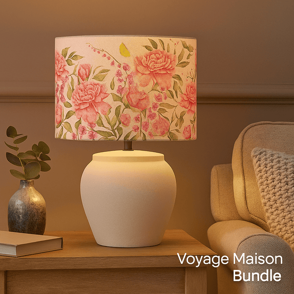 EDESSA LAMP BASE & JUNELLE EVA PRINTED 46cm SHADE – BUNDLE by Voyage Maison
