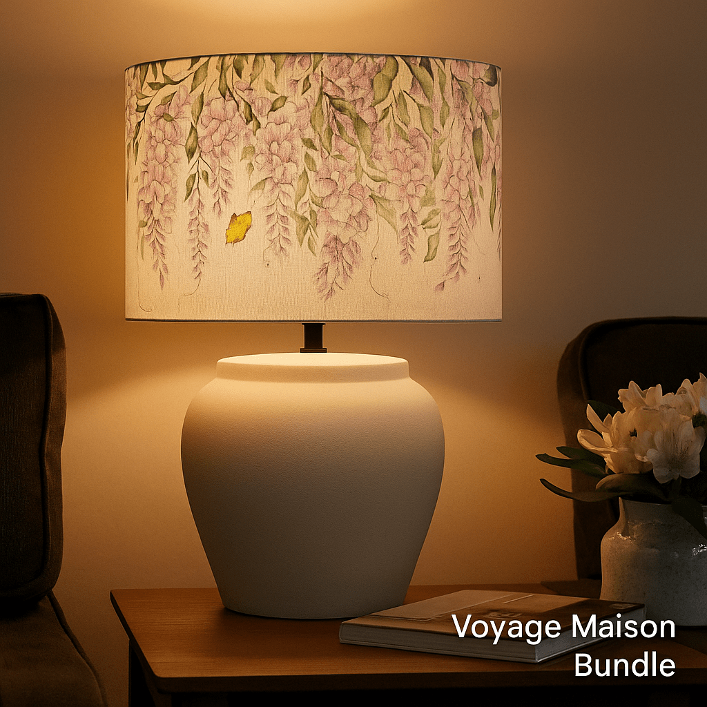 Voyage Maison (Riva Home) Voyage Maison Lamp Bundle EDESSA LAMP BASE & MARIPOSA EVA PRINTED 40cm SHADE – BUNDLE by Voyage Maison