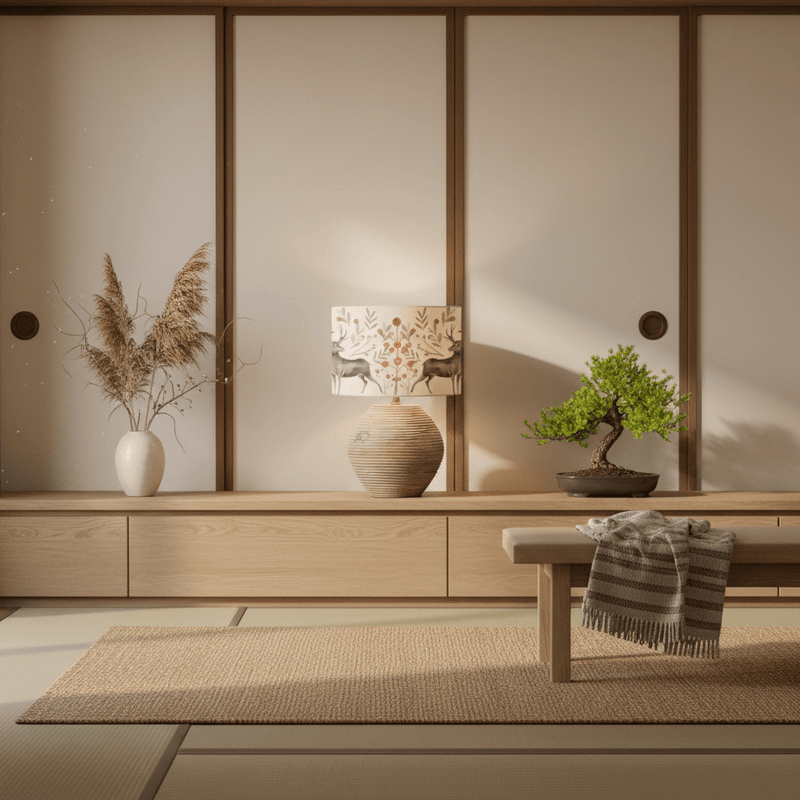EDO EVA & CERYS COMPLETE TABLE LAMP – WHITE SAND / MULBERRY  by Voyage Maison