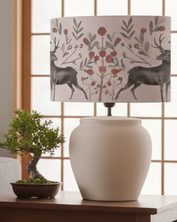 EDO EVA & EDESSA COMPLETE TABLE LAMP – ECRU / MULBERRY  by Voyage Maison