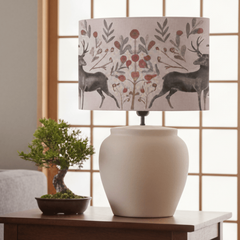 EDO EVA & EDESSA COMPLETE TABLE LAMP – ECRU / MULBERRY  by Voyage Maison