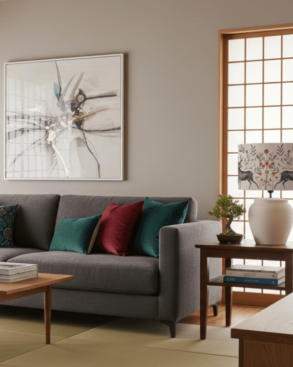 EDO EVA & EDESSA COMPLETE TABLE LAMP – ECRU / MULBERRY  by Voyage Maison