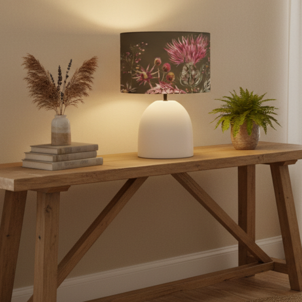 Elysium EVA & Larissa Complete Table Lamp Cream/Ecru | Ceramic & Hand Rolled Shade by Voyage Maison