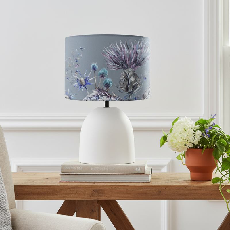 Elysium EVA & Larissa Complete Table Lamp Cream/Ecru | Ceramic & Hand Rolled Shade by Voyage Maison