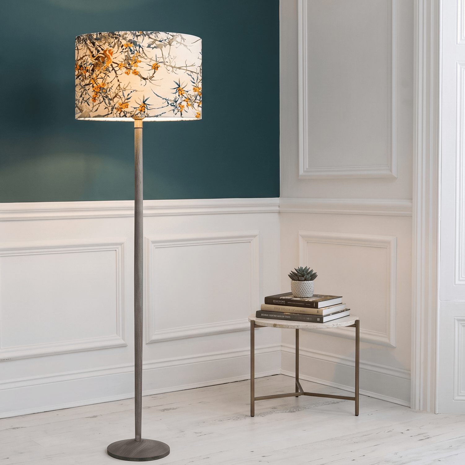 Voyage Maison (Riva Home) Voyage Maison Lamp Bundle HAZELDENE AMBER SHADE & SOLENSIS GREY FLOOR LAMP BUNDLE by Voyage Maison
