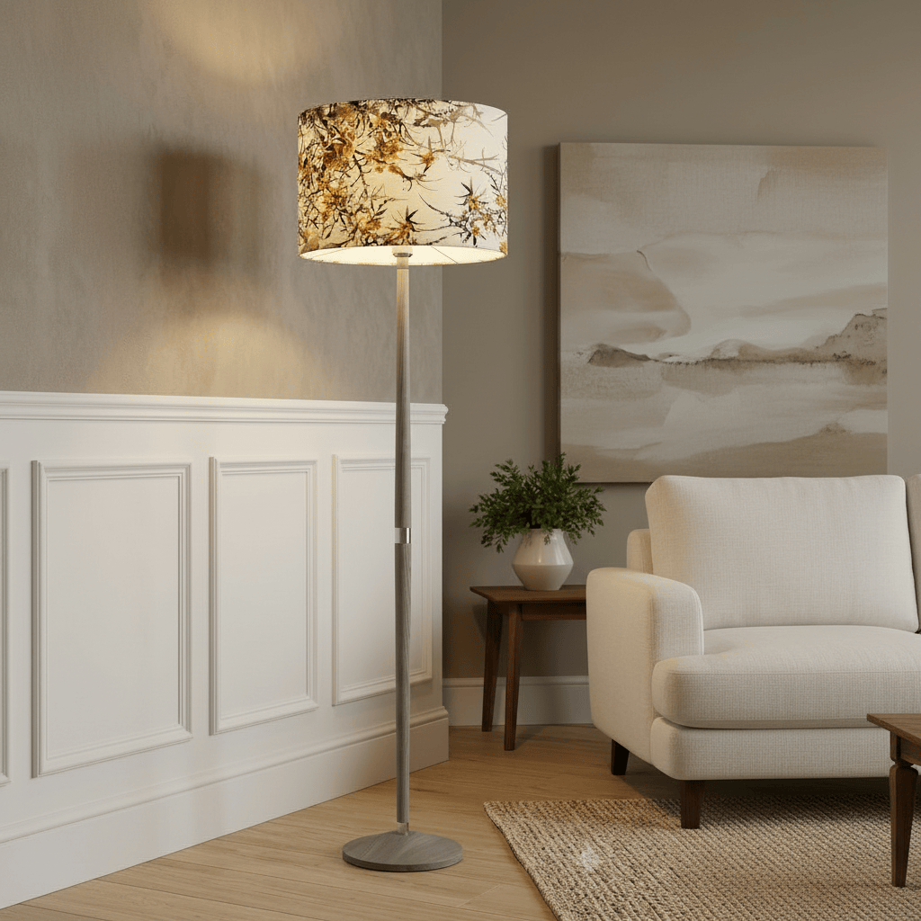 Voyage Maison (Riva Home) Voyage Maison Lamp Bundle HAZELDENE AMBER SHADE & SOLENSIS GREY FLOOR LAMP BUNDLE by Voyage Maison