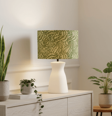 Voyage Maison (Riva Home) Voyage Maison Lamp Bundle MUSA EVA HAND ROLLED SHADE & ALBURY BASE | KIWI | ECRU | COMPLETE CERAMIC TABLE LAMP by Voyage Maison