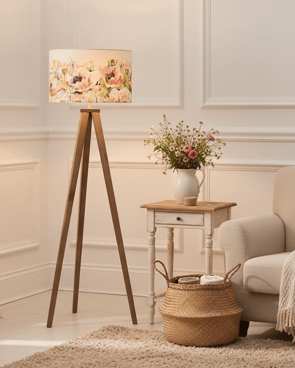 VOYAGE MAISON ARATUS TRIPOD FLOOR LAMP WITH PAPAVERA SWEETPEA SHADE  by Voyage Maison