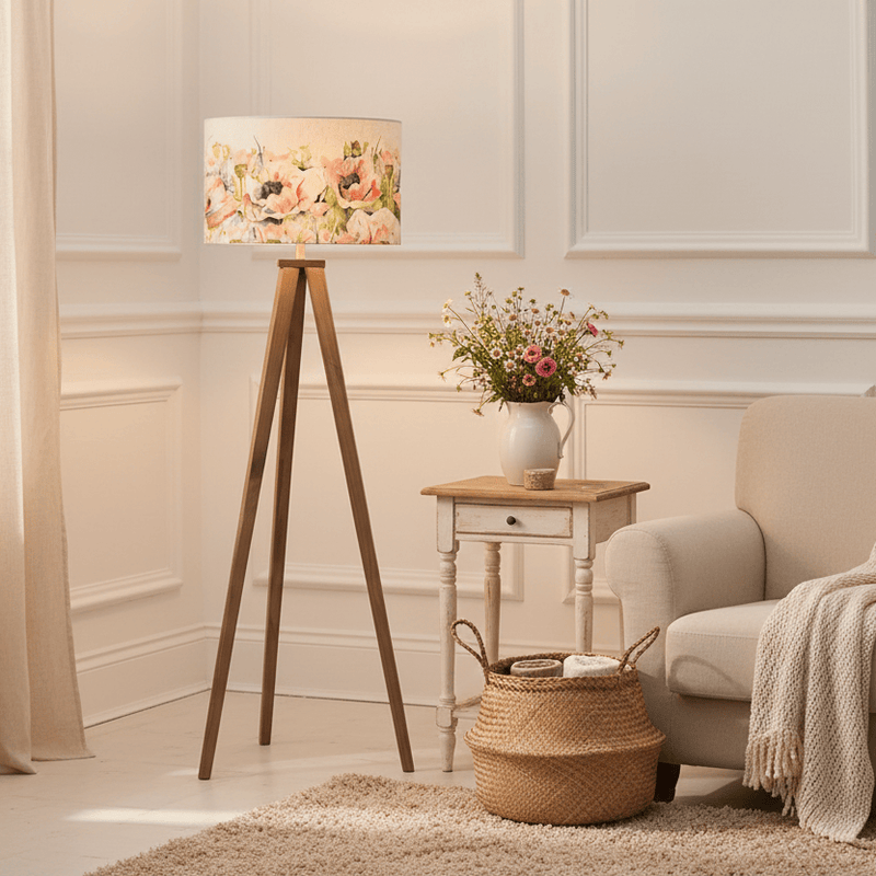 VOYAGE MAISON ARATUS TRIPOD FLOOR LAMP WITH PAPAVERA SWEETPEA SHADE  by Voyage Maison