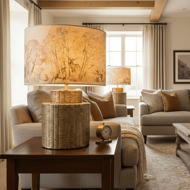 RHIAMON LAMP BASE & ENCHANTED FOREST EVA SHADE by Voyage Maison