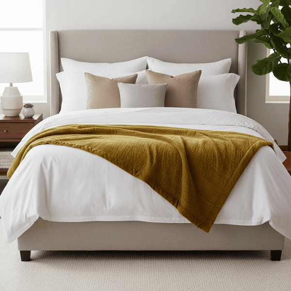HAZE VELVET QUILTED THROW MUSTARD - 140X220CM by Voyage Maison