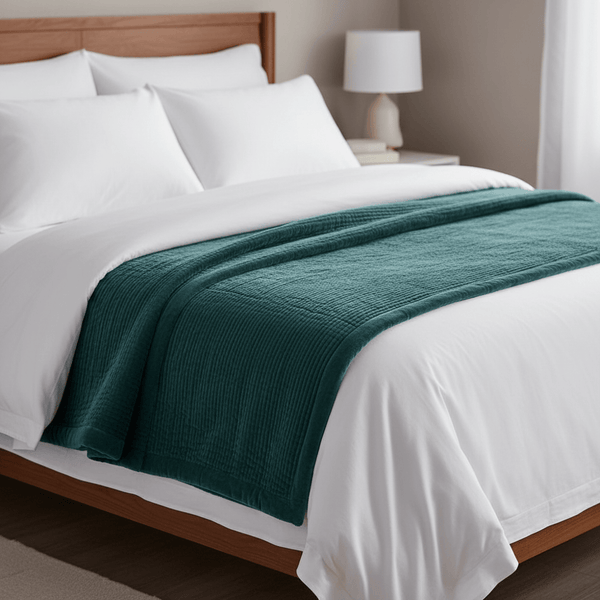 HAZE VELVET QUILTED THROW OCEAN - 140X220CM by Voyage Maison