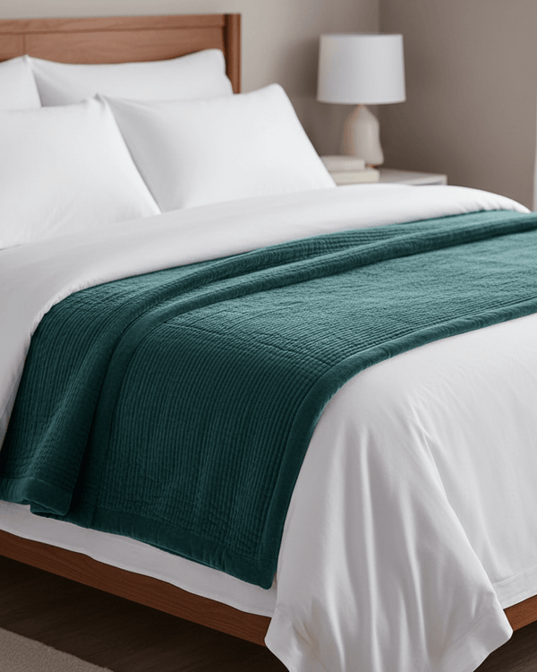 HAZE VELVET QUILTED THROW OCEAN - 140X220CM by Voyage Maison