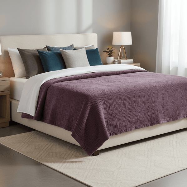 HAZE VELVET QUILTED THROW PLUM - 140X220CM by Voyage Maison