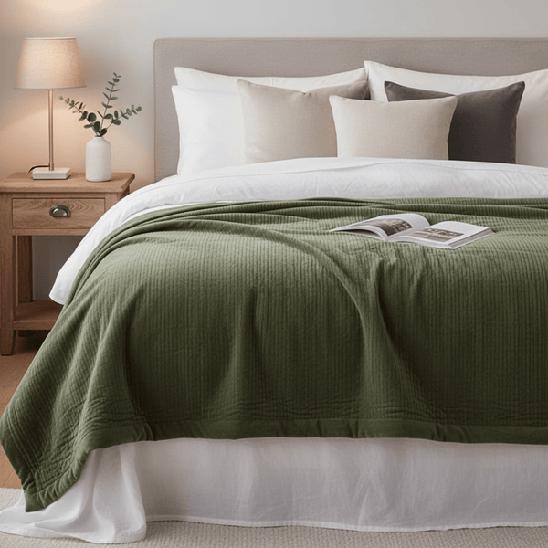 HAZE VELVET QUILTED THROW SAGE - 140X220CM by Voyage Maison
