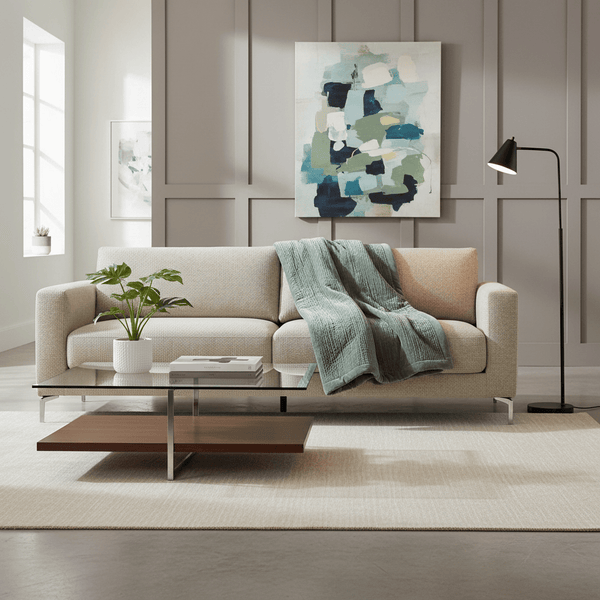 HAZE VELVET QUILTED THROW STEEL - 140X220CM by Voyage Maison