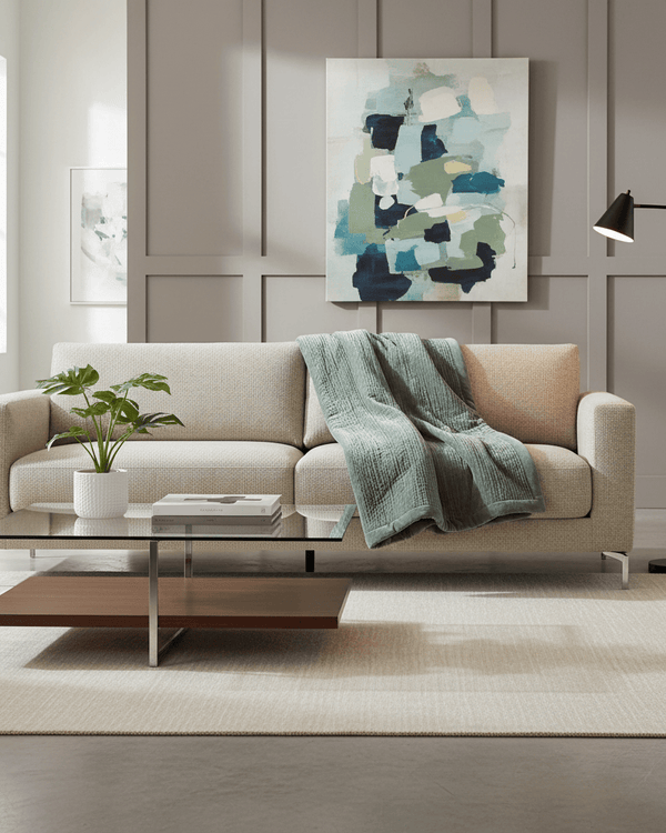 HAZE VELVET QUILTED THROW STEEL - 140X220CM by Voyage Maison