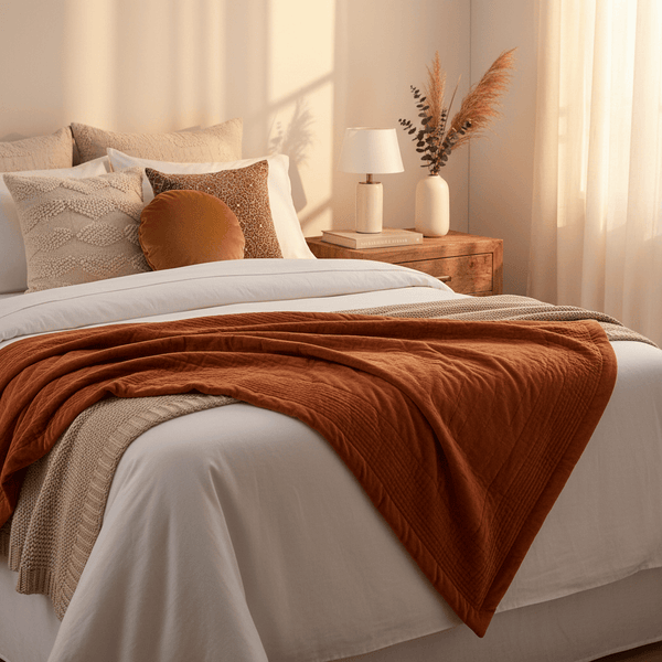 HAZE VELVET QUILTED THROW SUNSET - 140X220CM by Voyage Maison