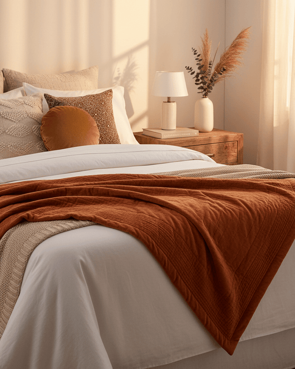 HAZE VELVET QUILTED THROW SUNSET - 140X220CM by Voyage Maison