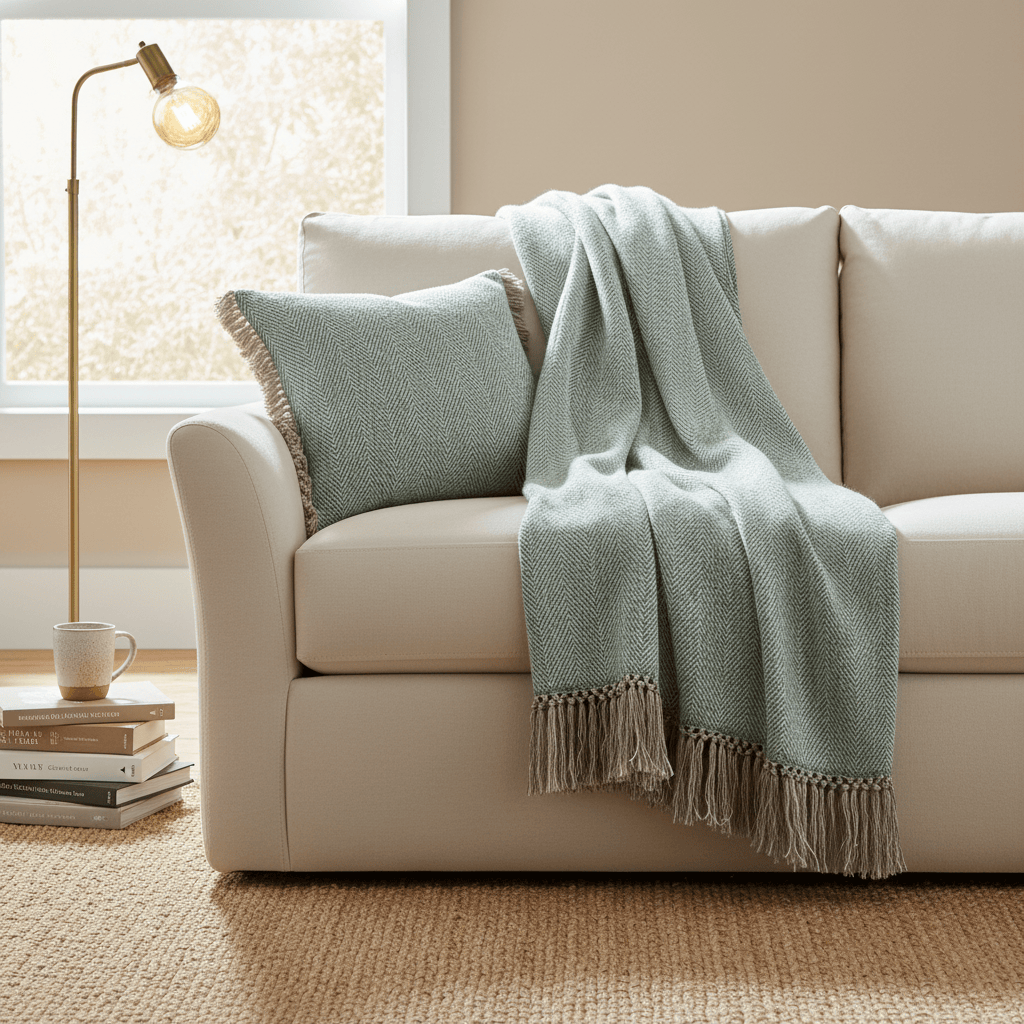 Voyage Maison (Riva Home) Voyage Maison Throw Oryx Duck Egg Lined Throw by Voyage Maison