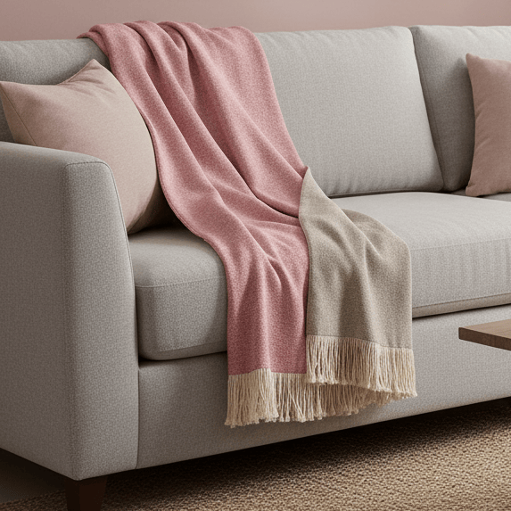 SELKIRK WOVEN THROW ROSEHIP by Voyage Maison