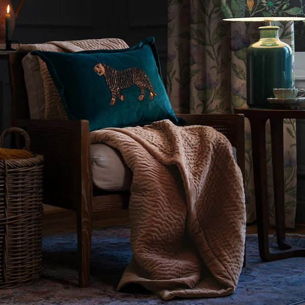 HAZE VELVET QUILTED THROW CORAL - 140X220CM by Voyage Maison