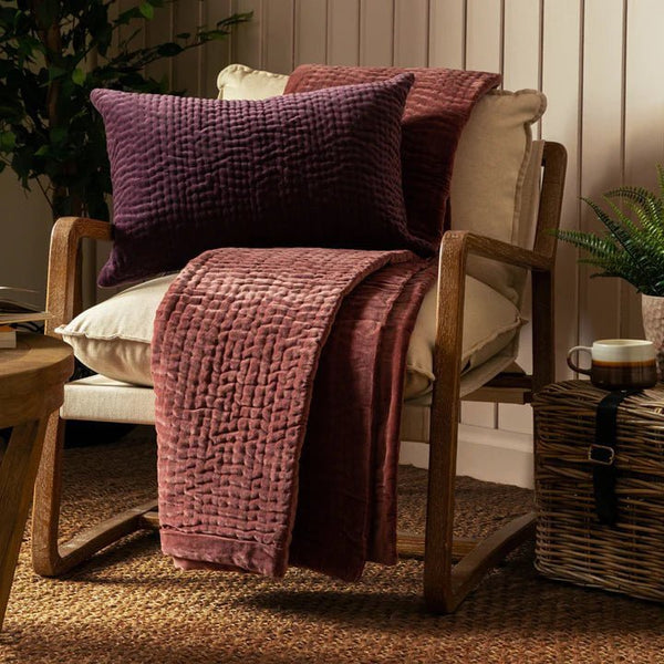 HAZE VELVET QUILTED THROW PERSIMMON - 140X220CM by Voyage Maison