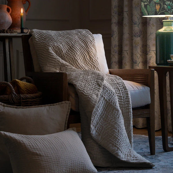HAZE VELVET QUILTED THROW QUARTZ - 140X220CM by Voyage Maison