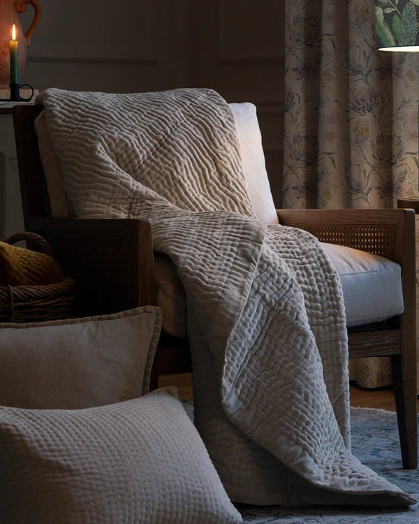 HAZE VELVET QUILTED THROW QUARTZ - 140X220CM by Voyage Maison