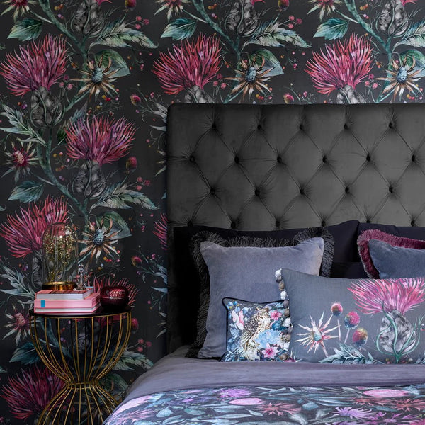 ELYSIUM 1.4M WIDE-WIDTH WALLPAPER ONYX  by Voyage Maison