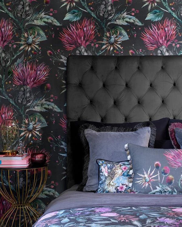 ELYSIUM 1.4M WIDE-WIDTH WALLPAPER ONYX  by Voyage Maison