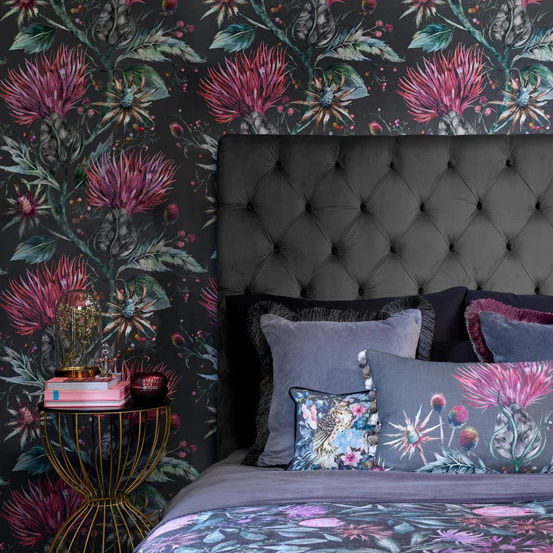 ELYSIUM 1.4M WIDE-WIDTH WALLPAPER ONYX  by Voyage Maison