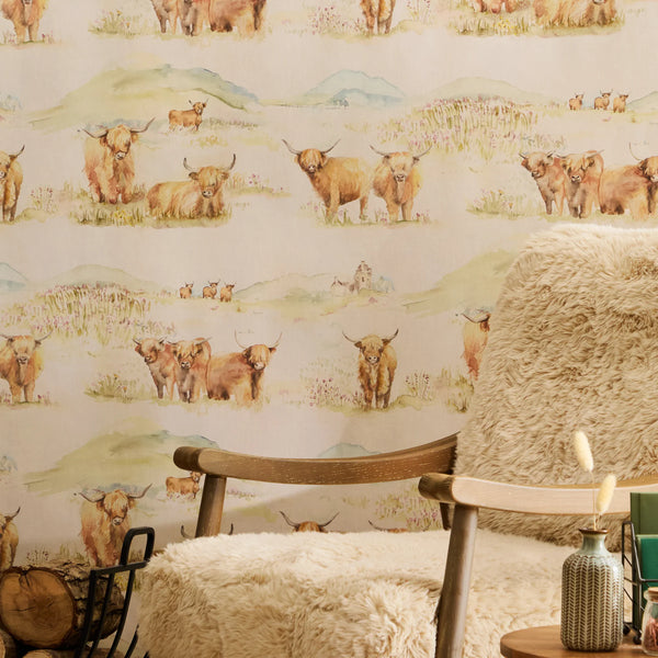 HIGHLAND 1.4M WIDE-WIDTH WALLPAPER BROWN by Voyage Maison.