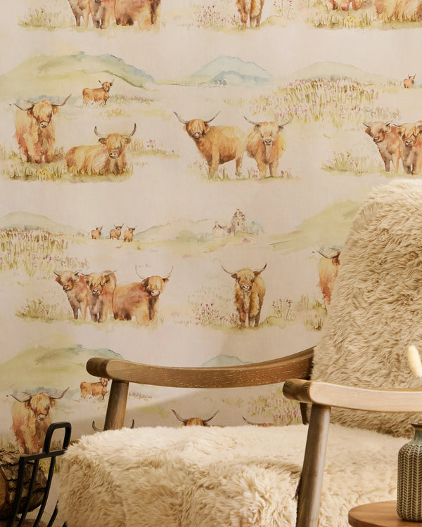 HIGHLAND 1.4M WIDE-WIDTH WALLPAPER BROWN by Voyage Maison.
