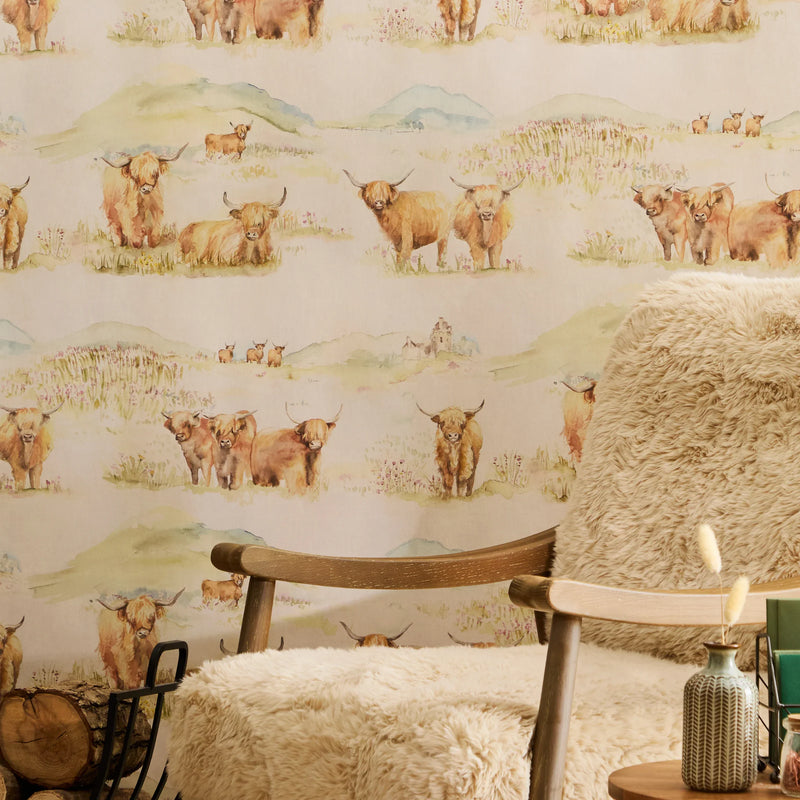 HIGHLAND 1.4M WIDE-WIDTH WALLPAPER BROWN by Voyage Maison.