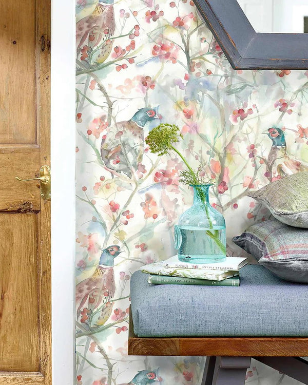 BLACKBERRY ROW 1.4M WIDE-WIDTH WALLPAPER CREAM by Voyage Maison