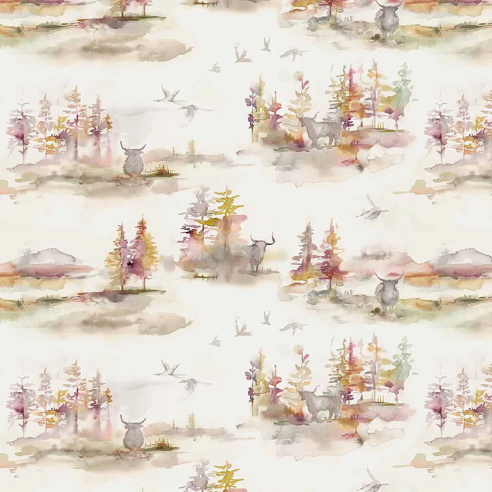 Voyage Maison Voyage Maison Wallpaper Animals Caledonian Forest 1.4m Wide Width Wallpaper (By The Metre) in Plum