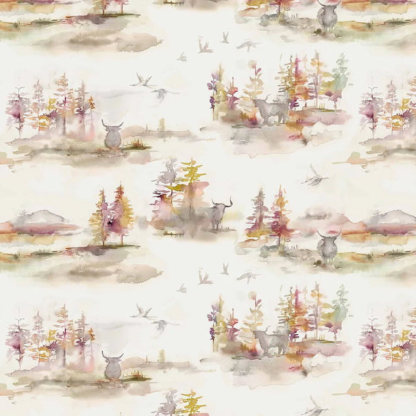 CALEDONIAN FOREST 1.4M WIDE-WIDTH WALLPAPER PLUM by Voyage Maison