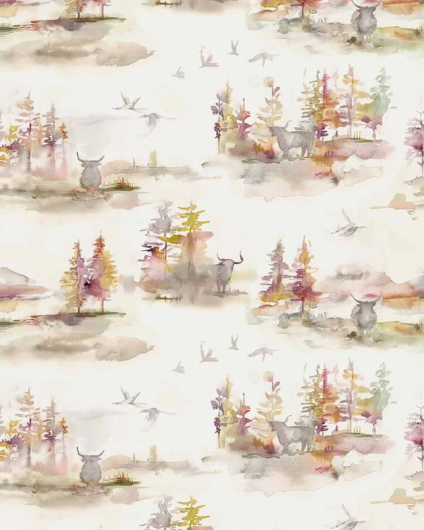 CALEDONIAN FOREST 1.4M WIDE-WIDTH WALLPAPER PLUM by Voyage Maison