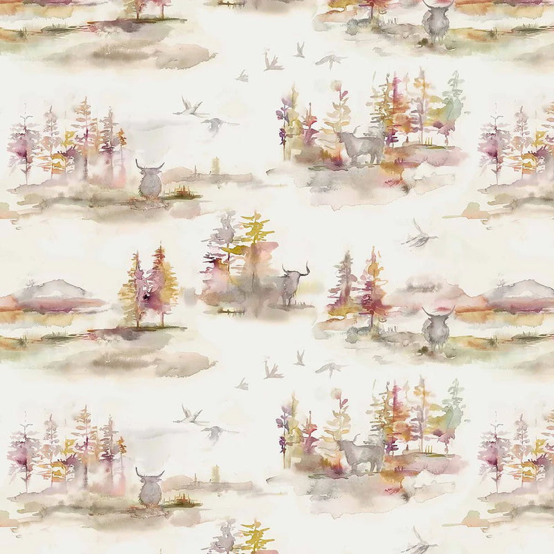 CALEDONIAN FOREST 1.4M WIDE-WIDTH WALLPAPER PLUM by Voyage Maison
