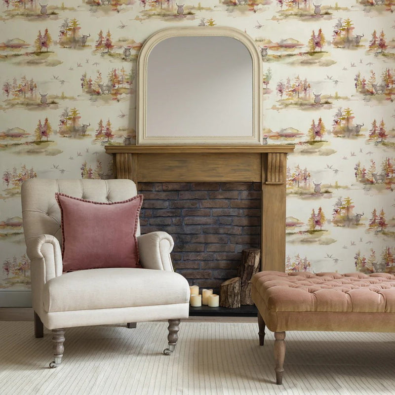 CALEDONIAN FOREST 1.4M WIDE-WIDTH WALLPAPER PLUM by Voyage Maison
