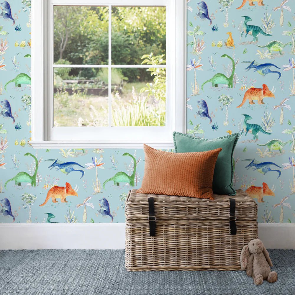 Voyage Maison Voyage Maison Wallpaper Animals DINOS 1.4M WIDE WIDTH WALLPAPER (BY THE METRE) in SKY