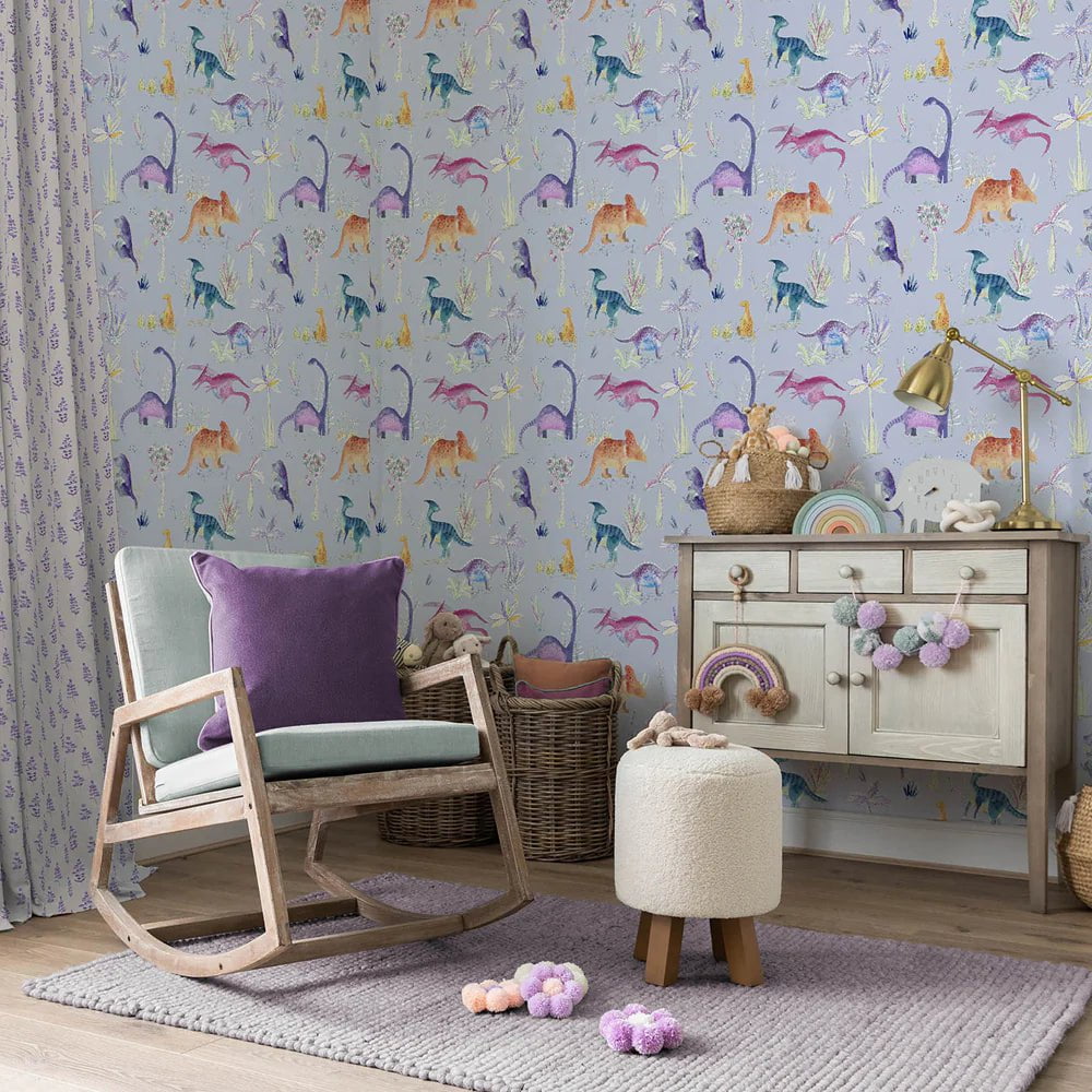 Voyage Maison Voyage Maison Wallpaper Animals DINOS 1.4M WIDE WIDTH WALLPAPER (BY THE METRE) in VIOLET