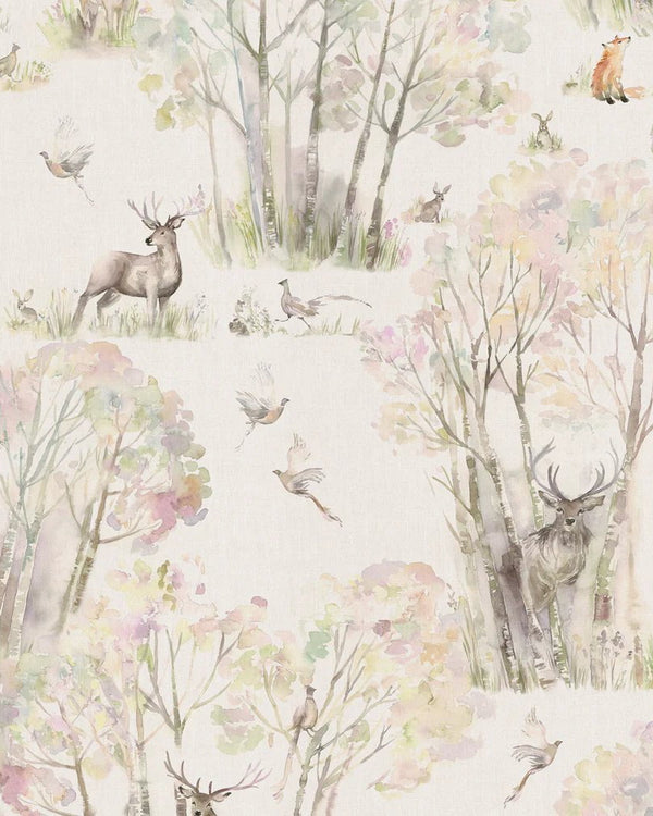 ENCHANTED FOREST 1.4M WIDE-WIDTH WALLPAPER LINEN  by Voyage Maison