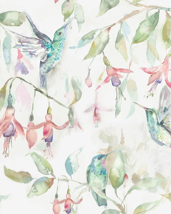 FUCHSIA FLIGHT 1.4M WIDE-WIDTH WALLPAPER CREAM by Voyage Maison